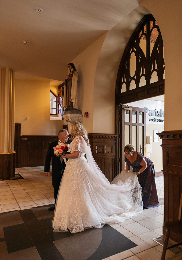 church ceremony entrance,  bride walking down the aisle