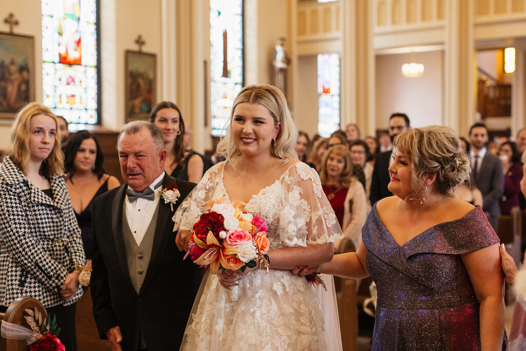 church ceremony entrance,  bride walking down the aisle